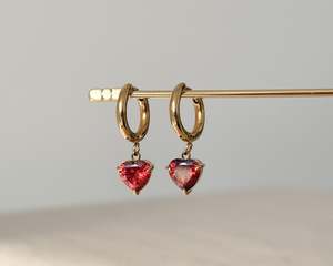 Saint Sebastian | Valentine Drop Huggies | Garnet