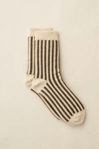 Yahae Socks | Organic Cotton Mohair Stripes | Dark Brown