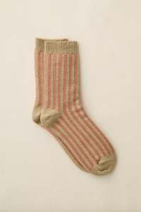 Yahae Socks | Organic Cotton Mohair Stripes | Pink