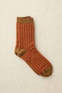 Yahae Socks | Organic Cotton Mohair Stripes | Orange