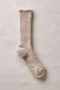Yahae Socks | Alpaca Linen Ribbed Socks | Natural & Beige