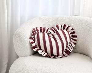 Cushions Throws: Maggie Heart Cotton Cushion | Russet Stripe