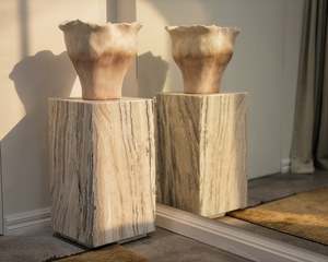 Vitrine Marble Block Side Table | Travertine Onyx