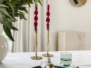 Homeobject: Twisted Taper Candle | Burgundy | Set of 2