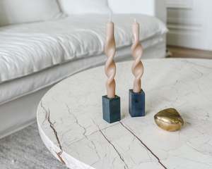 Twisted Taper Candle | Light Walnut | Set of 2