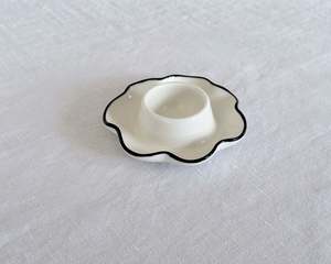 Moulin Ceramic Egg Cup | Ivory & Black