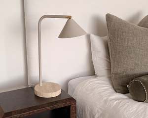 Elle Table Lamp | Cashmere & Travertine