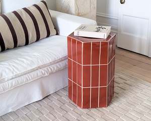 Hex Ceramic Tile Stool | Rust