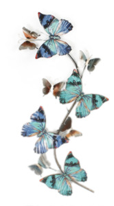 Vertical blue butterflies wall art