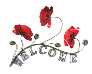 Poppies welcome sign