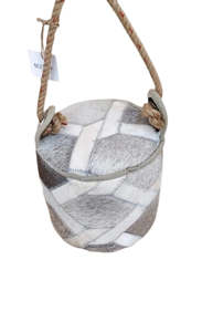 Door stop leather hide light grey