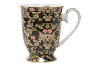 Homewares: Mug china dark floral carnations boxed