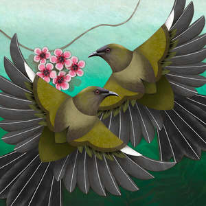 Korimako and Manuka Necklace Small Box Frame