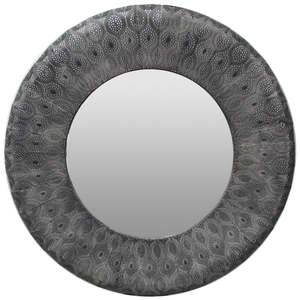 Mirrors: Round Panama grey black lacy look mirror