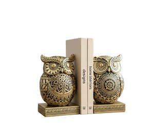 Bookends: Gold owl bookends