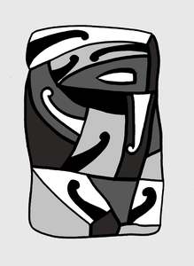 Art Print A4 Assorted: Koru Face Grey