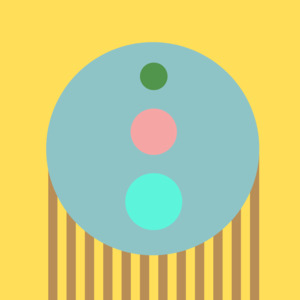 Art Prints Square: Yellow stripe circles