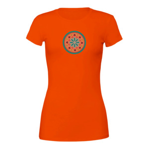 Tees And Sweat Tops Women: Apricot teal motif Tee