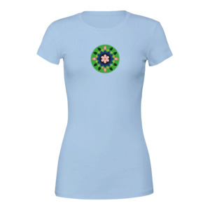 Tees And Sweat Tops Women: Pink Flower Green Tee