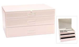 Large dusky pink glass jewellery box