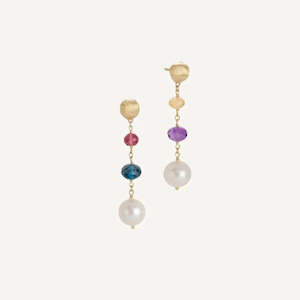 Marco Bicego Gemstones: Marco Bicego Africa Gemstone Earrings 18k Gold with Gemstones and Pearls
