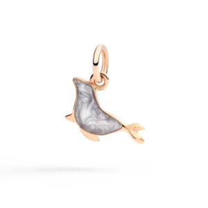 Dodo Animals: DoDo Charm SEAL Grey Pearl Enamel & 9kt Rose Gold
