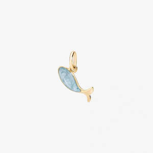 DoDo Charm FISH 18k Yellow Gold with Blue Pearl Enamel