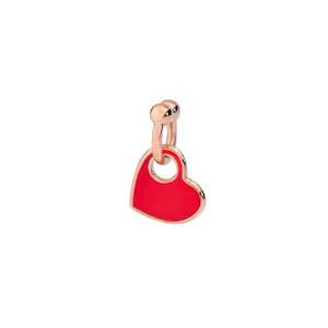 DoDo Charm HEART piercing Rose Gold Red Enamel