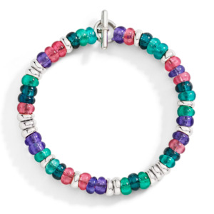 Dodo Rondelle Bracelet in Sterling Silver with Recycled Plastic (Pink & Purple)