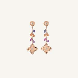 Al Coro Palladio Gemstone Drop Earrings in 18k Rose Gold with Diamonds