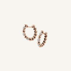 Al Coro Palladio Hoop Earrings in 18k Rose Gold with Diamonds