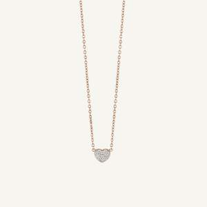 Al Coro Palladio: Al Coro Palladio Heart Necklace in 18k Rose Gold with Diamonds and Black Sapphires