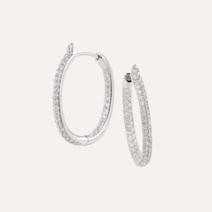 Al Coro Amori Earrings in 18k White Gold with Diamonds
