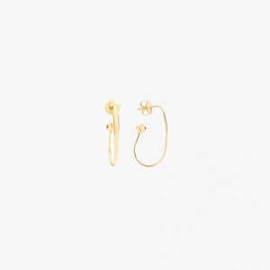 Dodo Bangle: DoDo Open Hoop Earrings ESSENTIALS OVAL 18k Yellow Gold