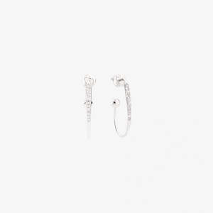 Dodo Bangle: DoDo Essentials Oval Earrings in 18k White Gold with Diamonds