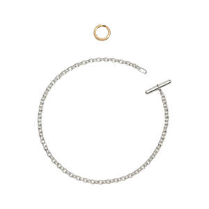 Dodo Bangle: DoDo Bracelet ESSENTIALS Silver with Yellow Gold Brisè Ring