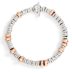 DoDo Rondelle Bracelet in Silver with Rose Gold Beads