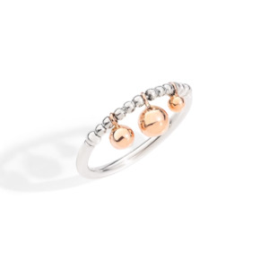 Dodo Bollicine: Dodo Bollicine Ring in Sterling Silver with Rose Gold and Silver Spheres