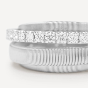 Marco Bicego Masai 4 Strand 18k White Gold Coil Pavè Diamond Ring