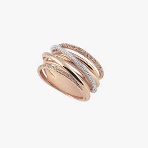 Al Coro Rings: Al Coro Serenata White Diamond and Brown Diamond Ring in 18k Rose Gold