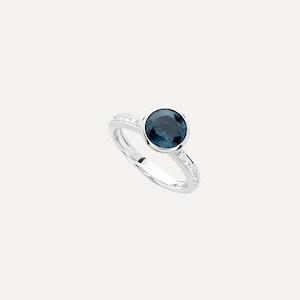 Hulchi Belluni Funghetti Ring Diamonds Blue Topaz 18k Gold