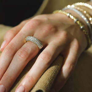 Hulchi Belluni Diamond Pave Ring in 18k Yellow Gold