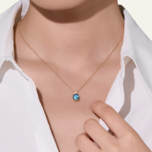 Pomellato Nudo Mini Necklace with London Blue Topaz and Diamonds