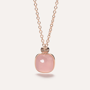 Pomellato Nudo Necklace 18k Rose Gold with Chalcedony ad Brown Diamonds