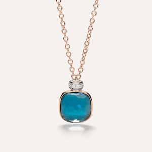 Pomellato Nudo Necklace with London Blue Topaz and Diamonds