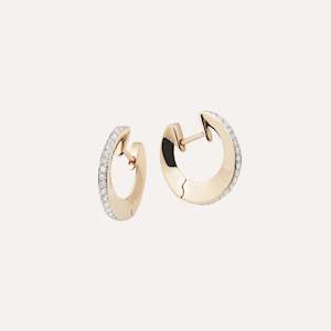 Al Coro Necklaces: Al Coro Mezzaluna Diamond Detail Gold Hoop Earrings
