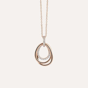 Al Coro Serenata 18k Gold and Diamond Detail Oval Drop Necklace