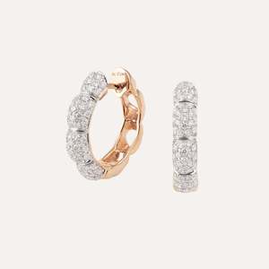 Al Coro La Piazza Hoop Earrings White Diamonds in 18k Gold