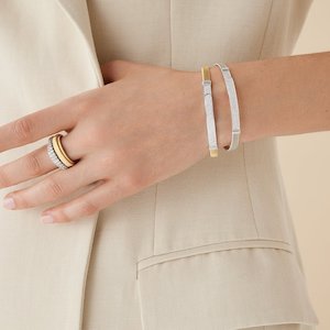 Marco Bicego Masai 18K Gold and Diamond Pavé Thin Bangle Bracelet