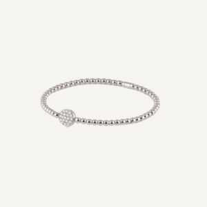 Al Coro Bracelets: Al Coro Stretchy Bracelet in 18k White Gold with Diamond Disc